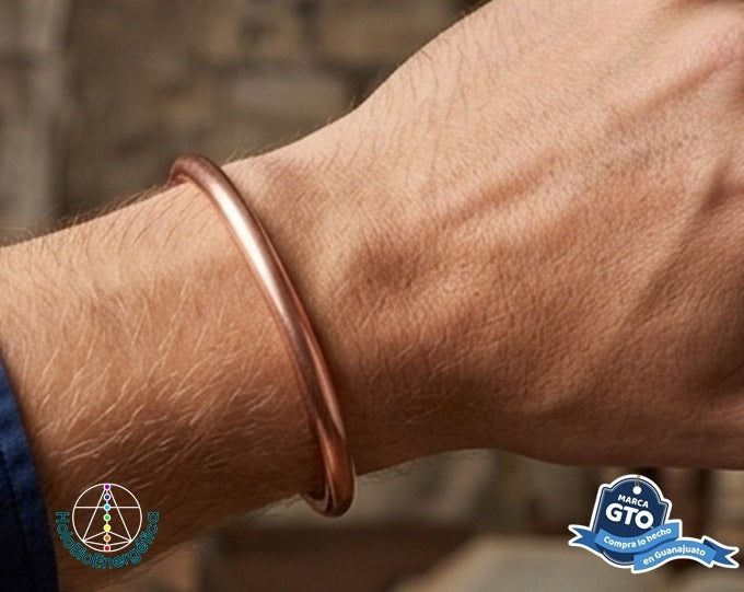 Pulsera Brazalete De Cobre Para Hombre 19 Cm
